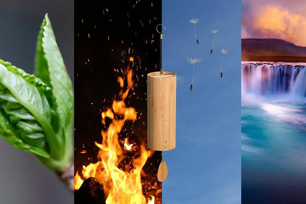 Koshi Chime in front of Elements Air, Water, Earth, Fire